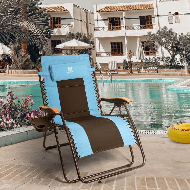 Coastrail Outdoor Oversized Zero Gravity Chair Wood Armrest Padded