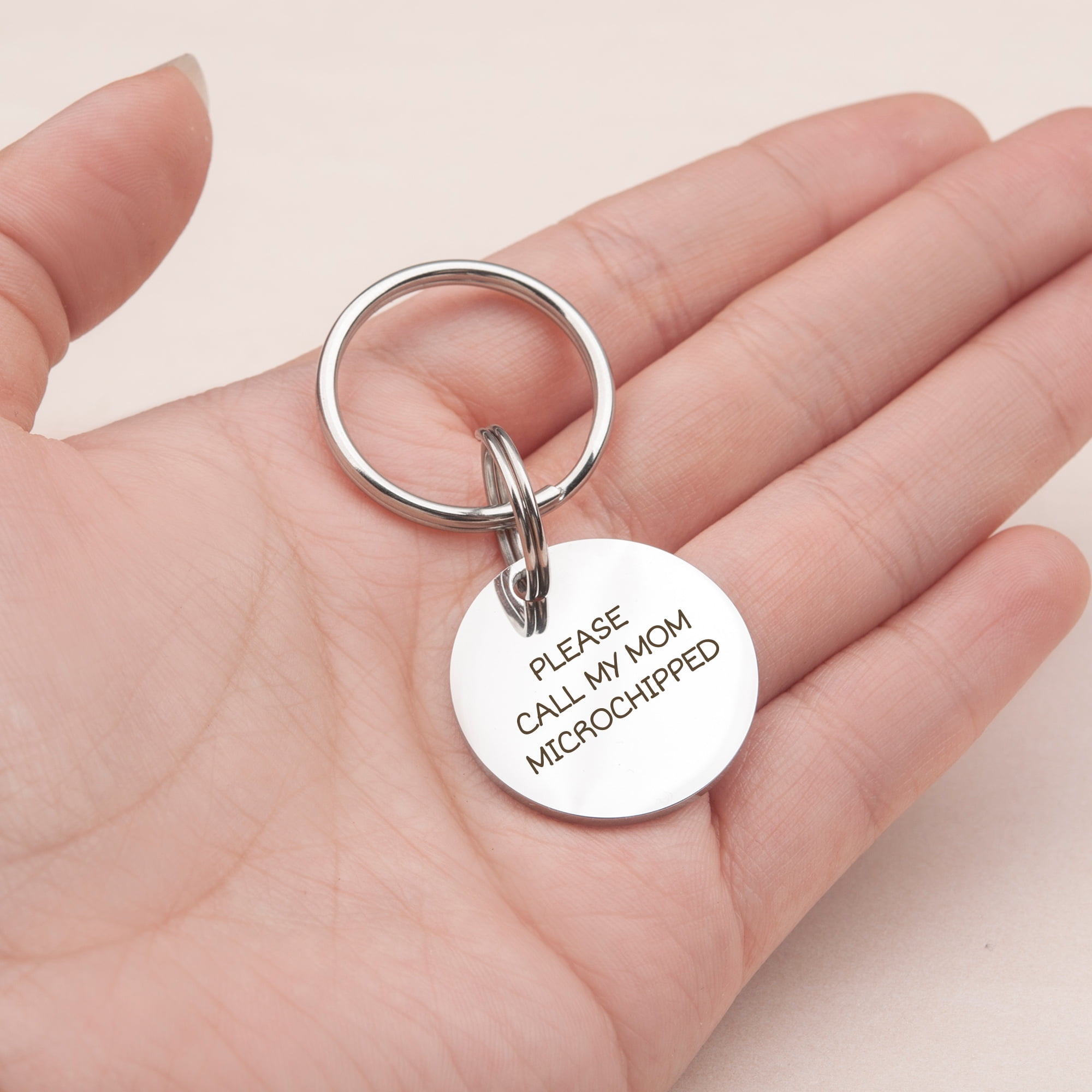 Anavia Stainless Steel Metal Round Name - Icon - Phone Number Birthday Holiday Christmas Engraved Dog ID Tag, Silver