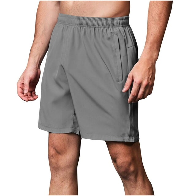 ohmzyzo Men's Gym Workout Athletic Shorts Running Jogger Quick Dry Lightweight Sweatshorts with Zipper Pockets