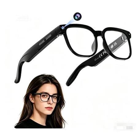 AI Smart Glasses, 4K HD Video and Photo Capture, Real-Time Translation, Recording Glasses with AI Assistant, Object Recognition, Bluetooth Connectivity, Open-Ear Audio, Ideal for Travel