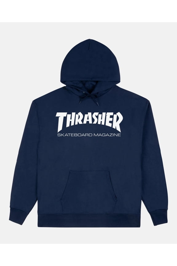 Thrasher Skateboard Magazine Men's Mag Hoodie Sweatshirt (Large, Navy)