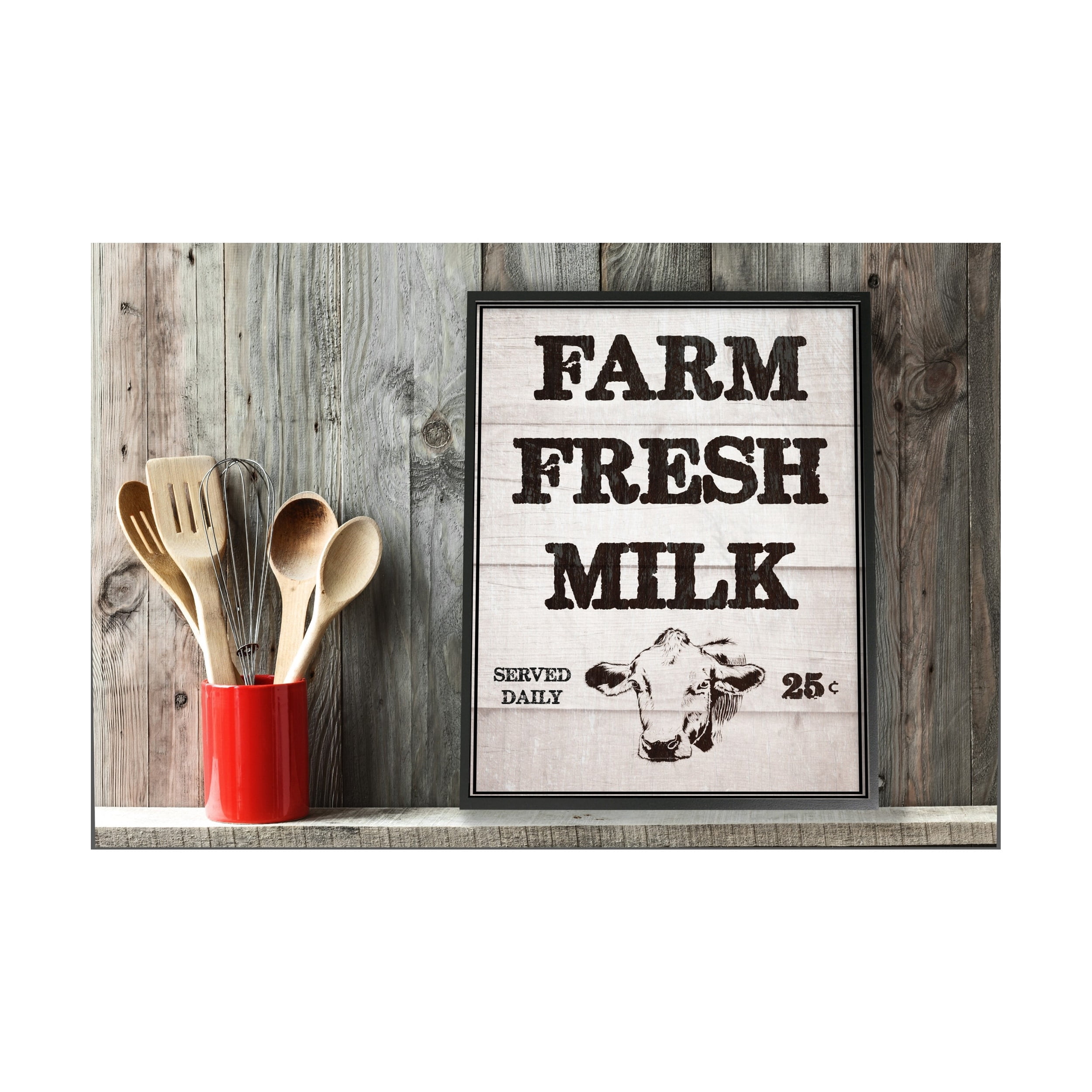 Stupell Farm Fresh Milk Vintage Sign Framed Giclee Texturized Art 16 x 20