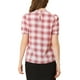 thumbnail image 3 of Blusa de Cuello con Corbata de Cuadros INSPIRE CHIC para Mujeres, Retro, de Manga Corta con Volantes, Color Rojo S, 3 of 7