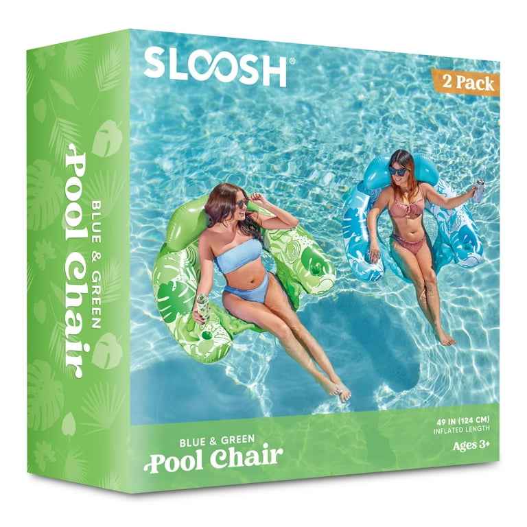 SYNCFUN 2 Packs Inflatable Pool Chair Float for Kids Adults Pool Floaties with 2 Cup Holder Pool Loungers for Pool Lake Travel Beach