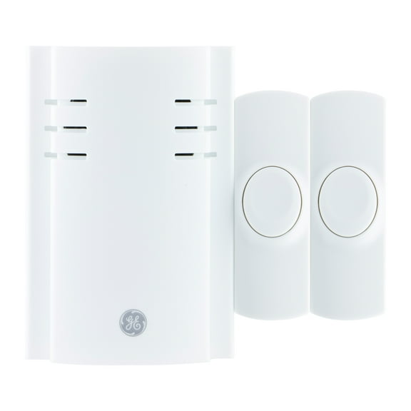 GE Wireless Doorbell Kit, Plug-in Receiver, 2 Push Buttons, White, 19300,