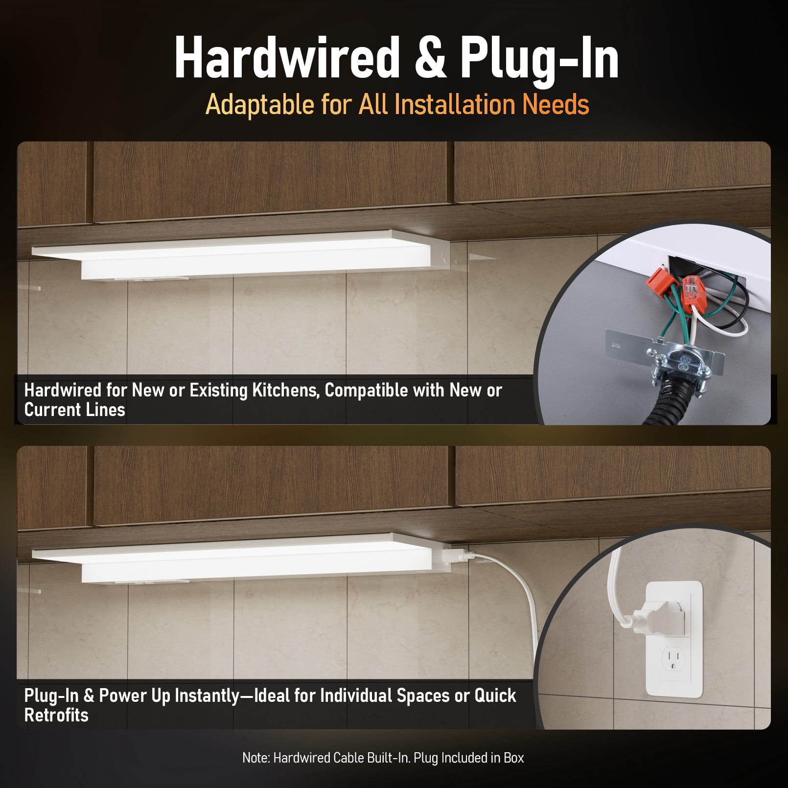 8 Pack 12W 5CCT LED Under Cabinet Lighting Fits 18-Inch Cabinets, Hardwired & Plug-In, 120V Ultra-Slim Linkable Dimmable Under Counter Lights, 2700K/3000K/35000K/4000K/5000K Selectable