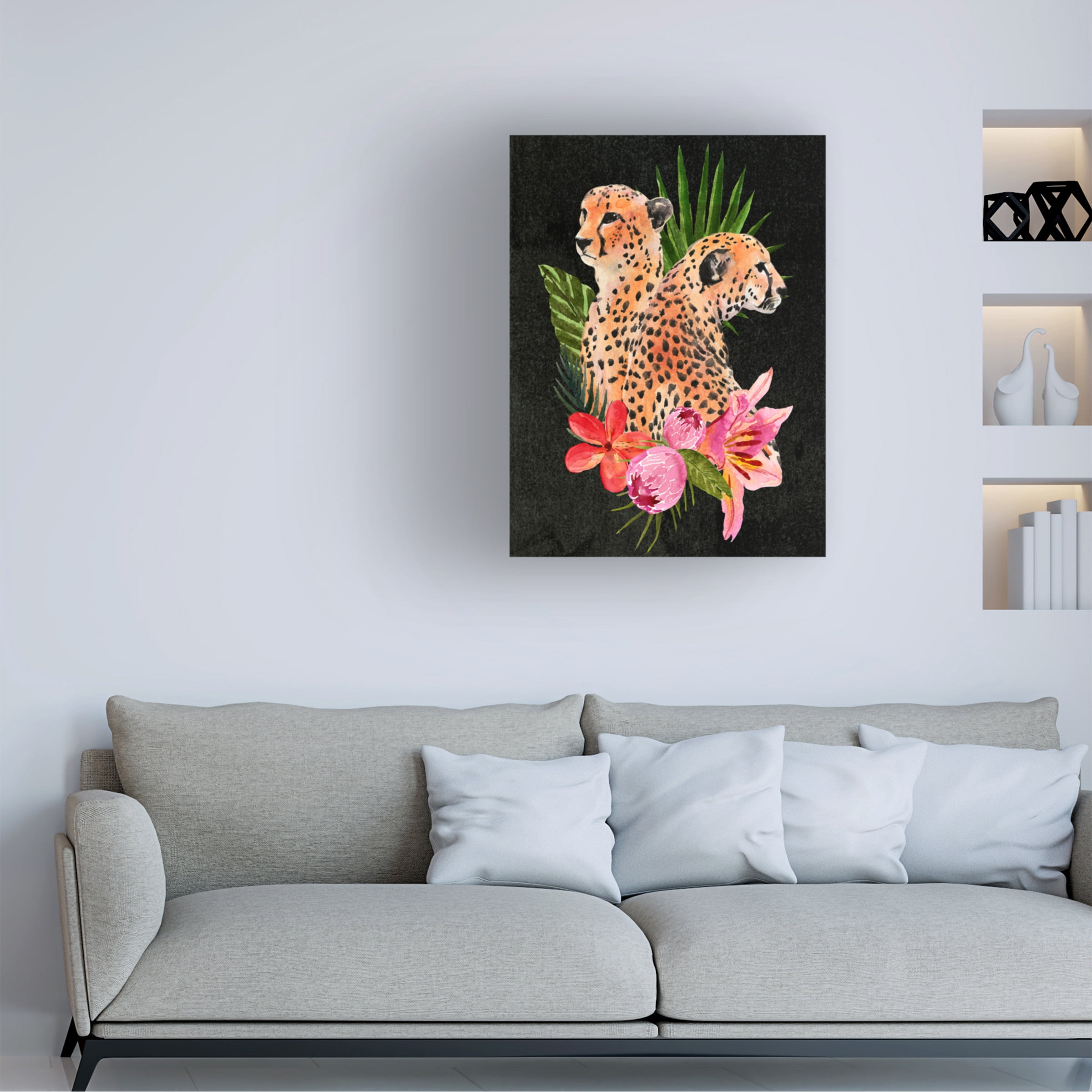 Annie Warren 'Cheetah Bouquet I' Canvas Art