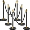 VEVOR Crowd Control Stanchion, Set of 6 Pieces Stanchion Set, Stanchion Set with 5 ft/1.5 m Black Velvet Rope, Black Crowd Control Barrier w/Sturdy Concrete and Metal Base Easy Connect Assembly