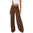 thumbnail image 2 of MYAOYI Pant for Women no boundarie High Waist Wide Leg Pants Elastic Waist Front Seam Loose Casual, 2 of 6