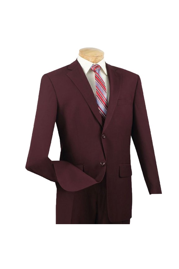 Men's Burgundy Textured 2-Button Classic-Fit Business Suit - NEW - 52XL (Big & Tall)