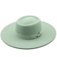 thumbnail image 2 of Sombrero de jazz de ala ancha de lana de otoño e invierno de 9,5 cm para hombres y mujeres, sombrero de fieltro negro con parte superior cóncava, 2 of 6
