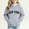 thumbnail image 2 of Amidoa Girls Graphic Hoodie Pullover Hooded Sweatshirt Fleece Oversized Kids Cute Hoodies With Pocket Gray Size 5-6Years, 2 of 6