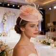 thumbnail image 6 of Rose Gold Pillbox Fascinator Headband for Women Vintage Hat for Weddings Tea Party with Feathers Mesh Clip, 6 of 6