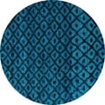 thumbnail image 1 of Ahgly Company Machine Washable Indoor Round Abstract Turquoise Blue Modern Area Rugs, 8' Round, 1 of 4