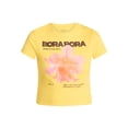 thumbnail image 5 of No Boundaries Ribbed Cotton Graphic Baby Tee with Short Sleeves, Women's XXS-XXL, 5 of 5