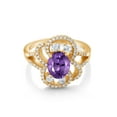 thumbnail image 2 of Gem Stone King 18K Yellow Gold Plated Silver Statement Ring Set with Oval Purple Amethyst (2.42 cttw), 2 of 3
