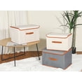 thumbnail image 7 of Unique Bargains Storage Cube Storage Bin with Handles Collapsible Storage Basket Beige M, 7 of 7