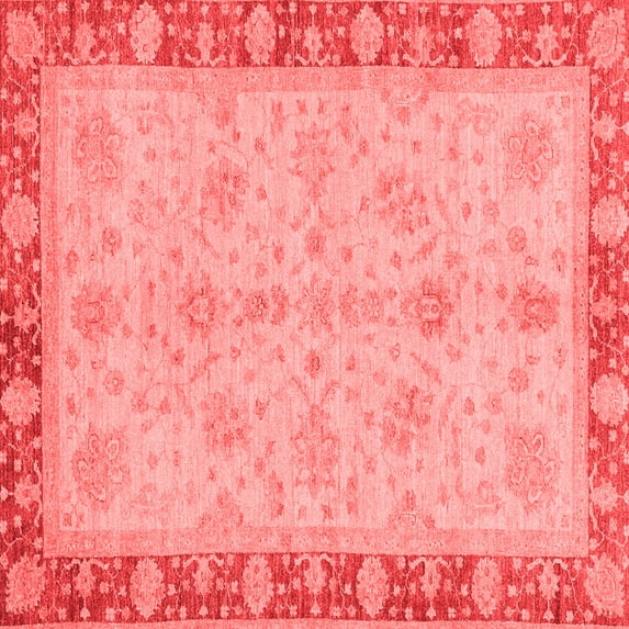 Ahgly Company Machine Washable Indoor Square Oriental Red Traditional Area Rugs, 6' Square