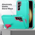 thumbnail image 6 of Stand Case for Samsung Galaxy S23 FE with Metal Kickstand Hard PC & TPU Back Shockproof [Military Grade Protection] Heavy Duty Rugged Hybird Protective Cover for Samsung Galaxy S23 FE, Mint+Rose, 6 of 9