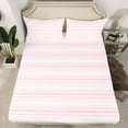 thumbnail image 2 of Feelyou Girly Pink Stripes Queen Sheet Sets for Kids, Modern Fashion Lines Flat Sheet, Cartoon Princess Style Queen Fitted Sheet, Ultra Soft Bedroom Decor, 4-Piece, 2 of 7