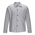 thumbnail image 1 of Mens Button-Down Shackets Jackets with Pocket and Collared Long Sleeve Coats Shirts Casual Solid Color Textured Lapel Office Work Outerwear Jacket, 1 of 5