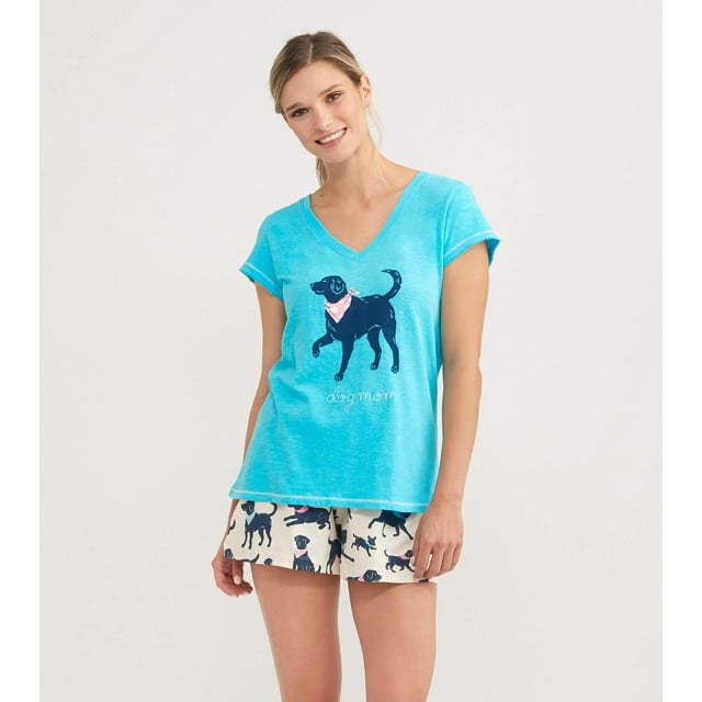 Little Blue House Women's Short Sleeve Pajama Tee, Dog Mom