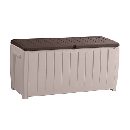 Keter Novel 90 Gallon Durable Resin Outdoor Deck Box Storage Organization, Brown