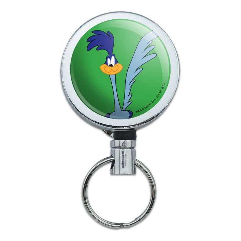 Looney Tunes Marvin The Martian Retractable Reel Chrome Badge ID