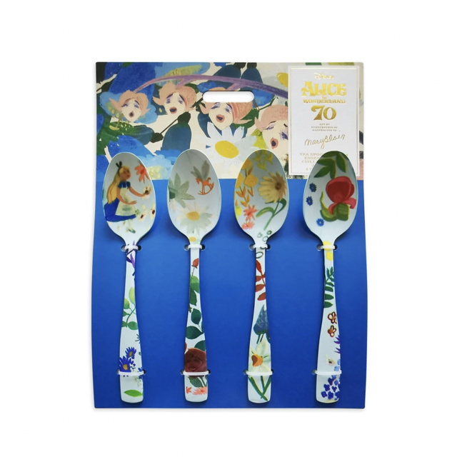 Disney Alice in Wonderland 70th by Mary Blair Juego de 4 cucharas de té nuevas con tarjeta Disney No