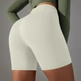 thumbnail image 2 of Women's Seamless Short Leggings Stretchy High Waist Skinny Yoga Pants Workout Running Fitness Gym Solid Shorts White,L, 2 of 6