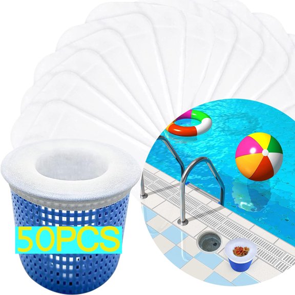 50 Pack Pool Skimmer Socks,Pool Filter Socks for Skimmer Basket for Above Ground and Inground Pool Ultra Fine Mesh Screen Pool Skimmer Scum Socks Saver,Pool Cleaning Filter Socks Cleans Debris Leaves
