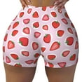 thumbnail image 2 of Lsque Hand Drawn Strawberry Pattern High Waisted Biker Shorts for Women-Tummy Control Fitness Athletic Workout Running Yoga Gym Shorts,Moisture-Wicking-, 2 of 9