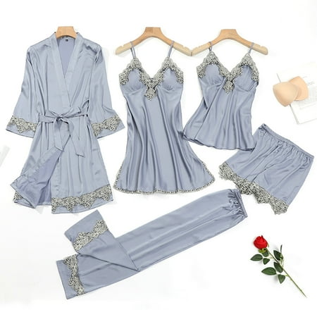 

Female Pajamas Set 5pcs Sleepwear Lace Comfortable Sleepwear Loungewear