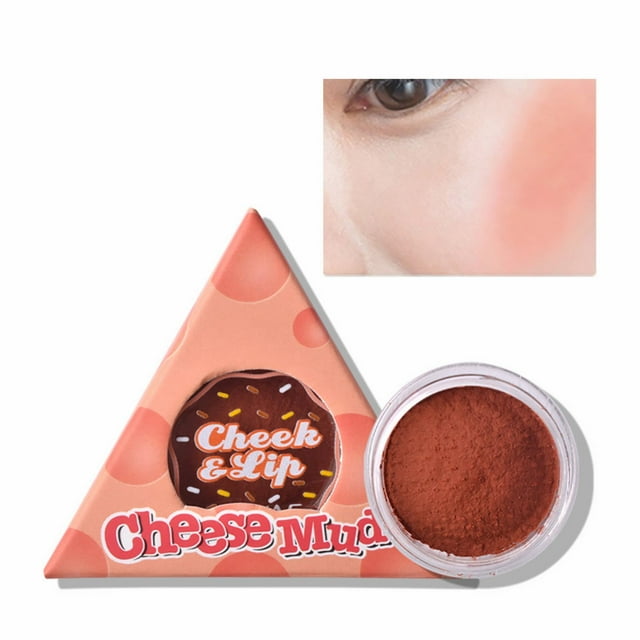 Ice Jelly Powder Blusher Mud Lip Mud Dual Use Cheese Design Powder Blusher Lasting Makeup Does Not Fade, Makeup White Blusher