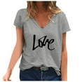 thumbnail image 2 of Brilliant Womens Tops Plus Size under $5 Spring Summer 2025 Women's Casual Fashion Summer V-Neck T-Shirt Printed Short-Sleeved Tops/Gray/S-5XL, 2 of 3