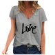 thumbnail image 1 of Gibobby Playera&nbsp;Moda Tops Fashion V Cuello Corto de verano Manga impresa Casual T Camisa de mujeres rubias（Gris， M), 1 of 3