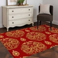 thumbnail image 3 of Chinese New Year Area Rugs 3'x5', Washable Small Throw Rugs for Living Room Bedroom, Yellow Dragon Traditional Vintage Red Indoor Outdoor Rug Non-Slip Low Pile Carpet Runner Reversible Floor Mats, 3 of 8