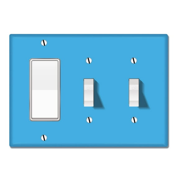 WIRESTER Triple 1-Gang Decorator Light Switch and 2-Gang Toggle Wall Plate/Switch Plate Cover, Solid Baby Blue