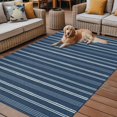 thumbnail image 2 of Navy Blue Striped Indoor Outdoor Rugs 3x5 Ft, Minimalism Stripes Modern Vintage Farmhouse Abstract Outdoor Patio Rugs Mat Washable Outside Area Rugs Carpet for Porch Deck RV Camping Balcony Backyard, 2 of 9