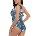 thumbnail image 4 of Picia Dinosaur on the Beach Vacation Pattern Women's One Piece Swimsuits,One Shoulder Swimwear Asymmetric ,Ruffle Monokinis Bathing Suits,High Waisted Flattering Bathing Suits-, 4 of 8