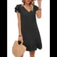 thumbnail image 1 of Vestidos de Verano para Mujer, Cuello en V, Mangas , Dobladillo con Volantes, Vestido Negro XL, 1 of 8