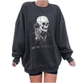 thumbnail image 2 of Puntoco - Sudadera de forro polar de manga larga con cuello redondo y estampado de calavera para mujer Puntoco Puntoco-5310, 2 of 7