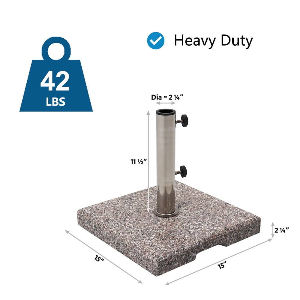 Abble Heavy Duty Granite Patio Umbrella Base, Square Outdoor Umbrella Stand Weight 42 lbs