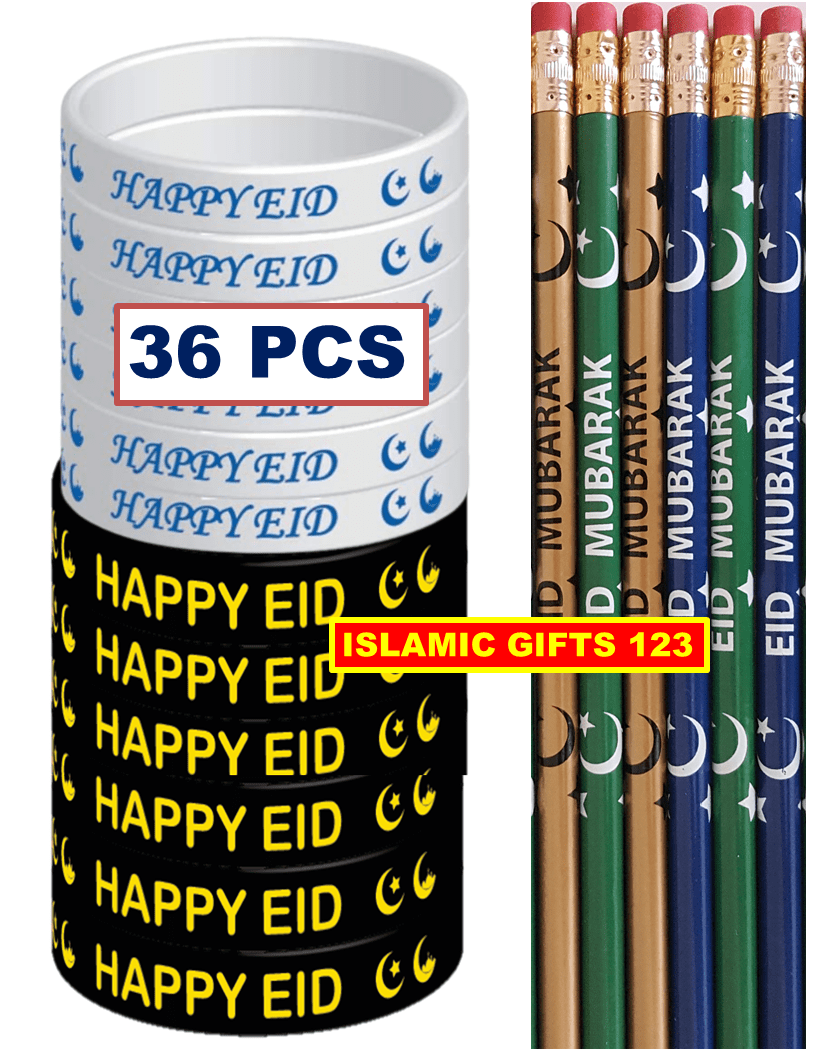 Eid Pencils Eid wristbands (36 Pack) Eid favors Eid Mubarak Eid Gifts Ramadan Gifts Islamic Gifts 123