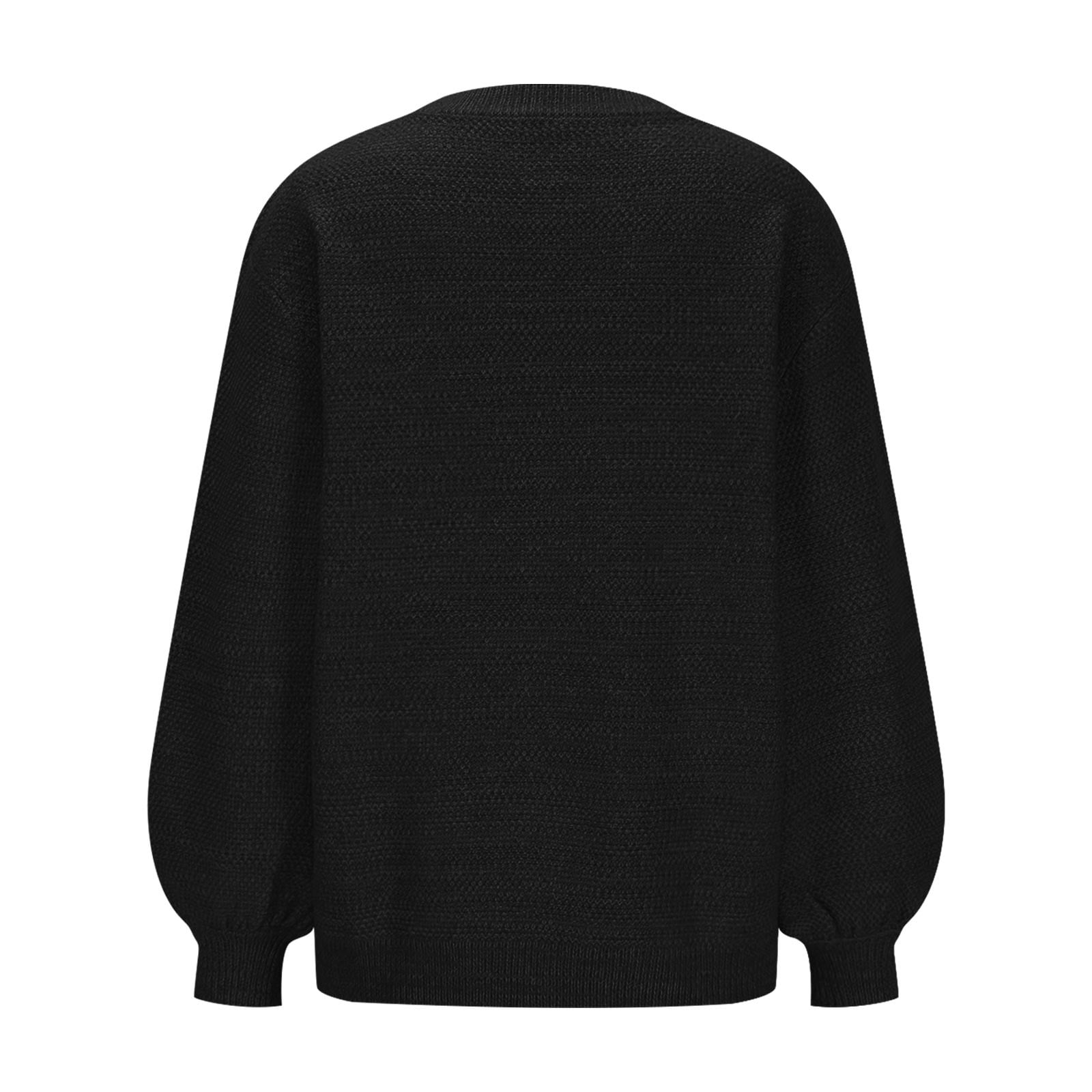 Free Shipping Women's Oversized Crewneck Sweater Puff Long Sleeve Cable Slouchy Pullover Jumper Tops Classic Solid Knit Sweaters