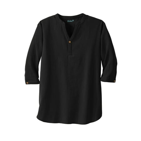 Mandarin Collar Shirt - Kingsize Men's Big & Tall Gauze Mandarin Collar Shirt