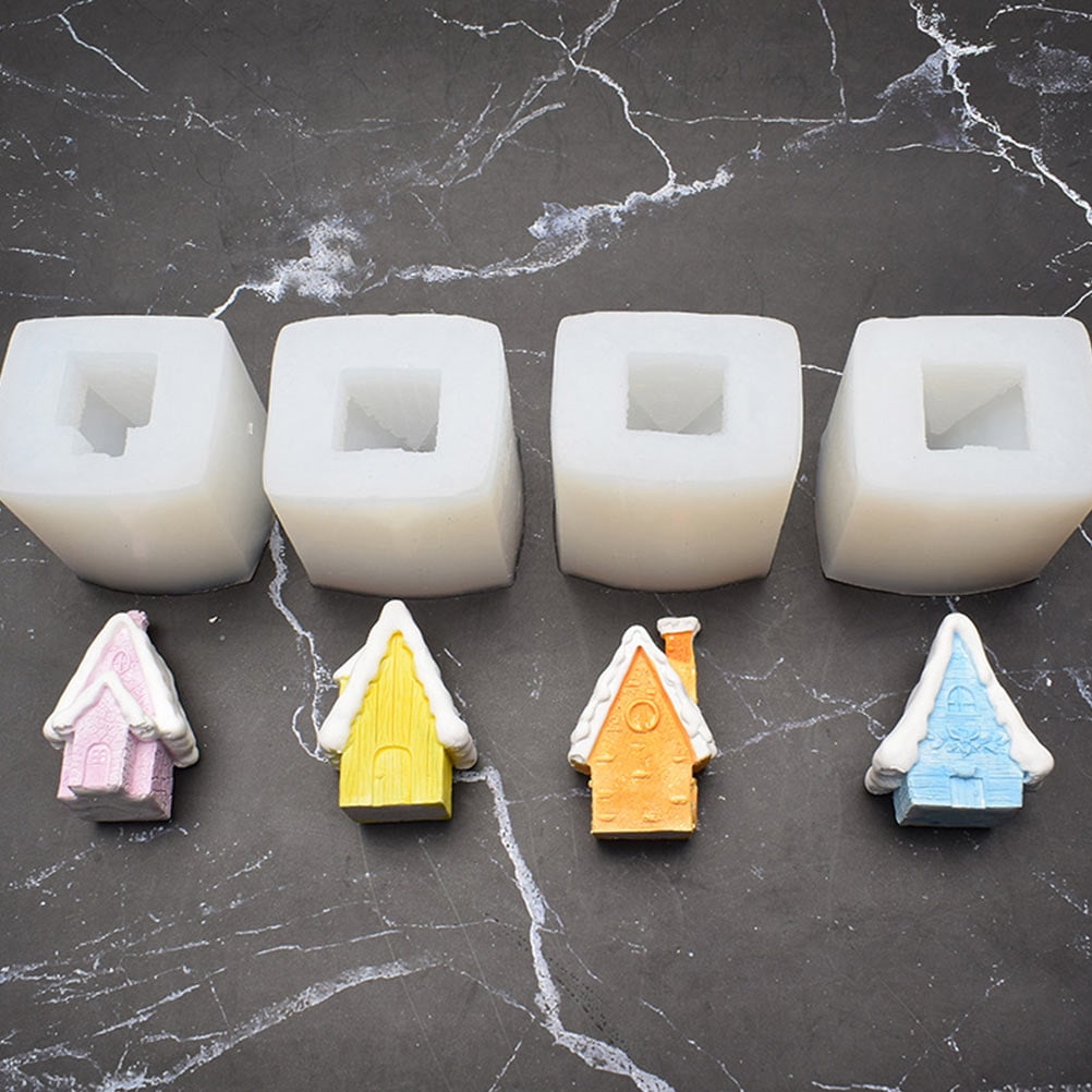 Tineasur 4 Pcs Holiday Soap Candle Mould Candle Mold White Creative Design for Professional Bakers