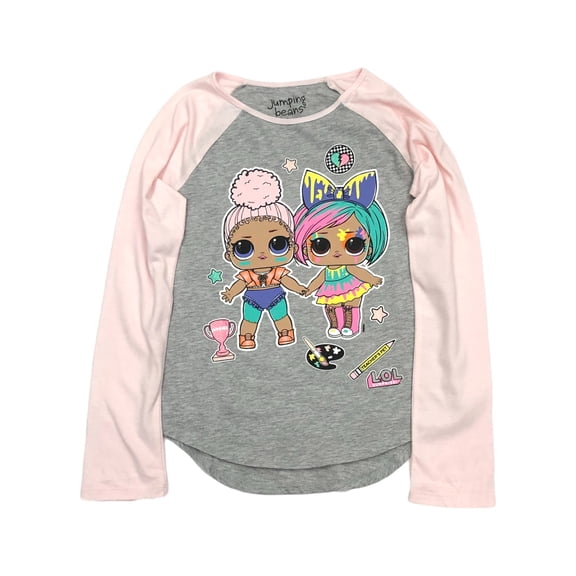 Jumping Beans LOL Surprise Girls Gray Sparkle Long Sleeve T-Shirt Tee Shirt 6X