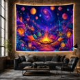 thumbnail image 6 of Alien Campfire with Glowing Creature, Dreamy Fantasy for Fantasy Decor Fans, Cosmic Wall Art, Housewarming Gift Tapestry Wall Hanging for Gaming Room, Teen Bedroom and Dorm, 6 of 7