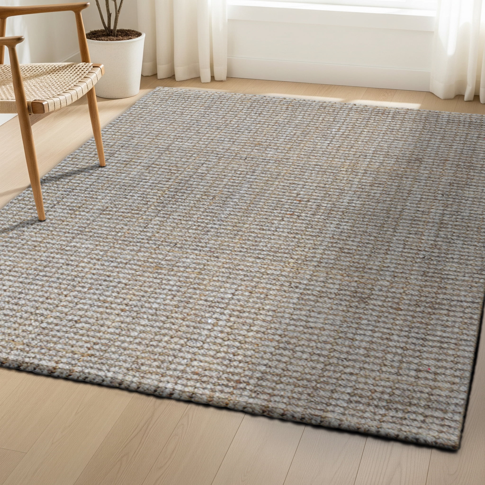 Delara Premium Handwoven Wool and Jute Area Rug, 8'.8" x 12', Natural Boucle, 0.25" Thick, Soft & Durable for Living Room, Bedroom, Entryway